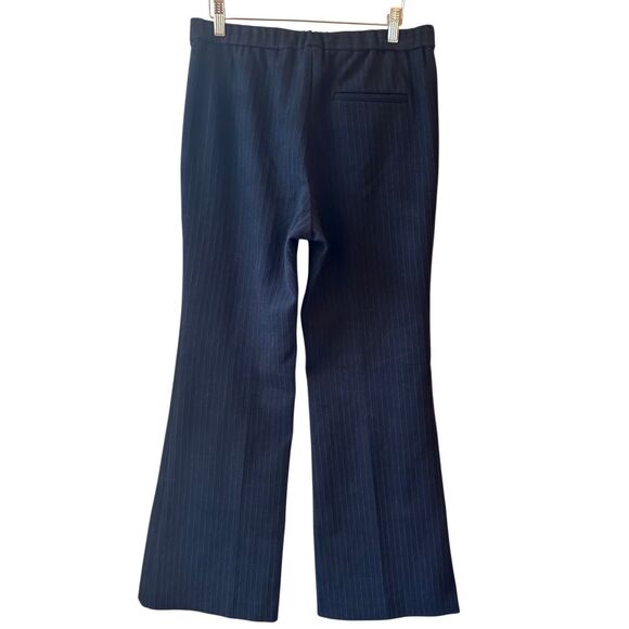 Theory Pull On Wide-leg Pinstripe Trousers Sz 6 Navy Minimalist Career Relax - Picture 2 of 10